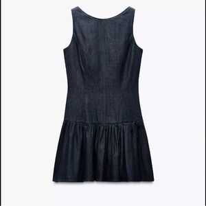 Zara denim effect ruffle mini dress